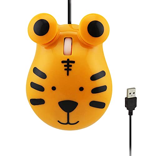 Sokelinn-six Wired Cute Mouse, USB Wired Mause for Kids with Lovely Cartoon Shaped, 1600PDI 3 Buttons Ergonomic Mini Mice for PC Laptop Desktop (Orange Tiger) - color: Orange Tiger