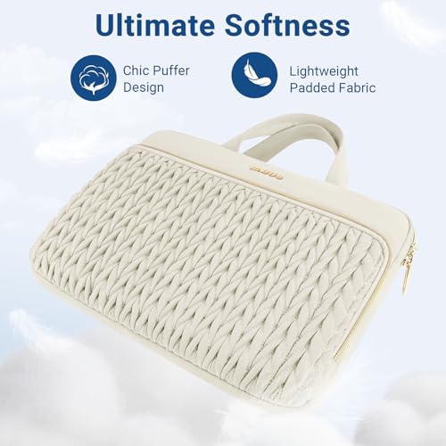 MOSISO Laptop Case 16 inch, 15-15.6 inch Laptop Sleeve, Sand | Compatible with MacBook Pro 16 M5 M4 M3 M2 M1, HP Dell Acer Lenovo ASUS Notebook, Wheat Ear Quilted Bag with Handle&Pocket - color: Sand, size: 16 inch