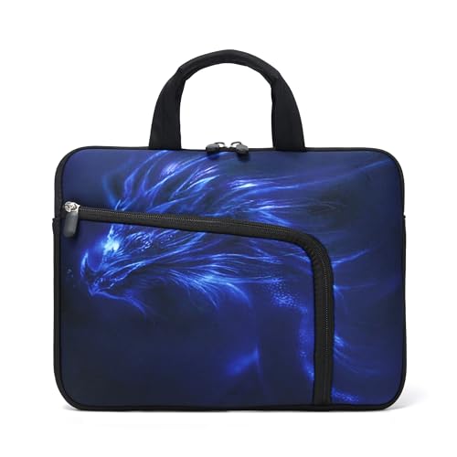 15 15.4 15.6 inch Laptop Handle Bag Computer Protect Notebook Sleeve Neoprene Cover Soft Carrying Case with Extra Pockets - color: Blue Dragon