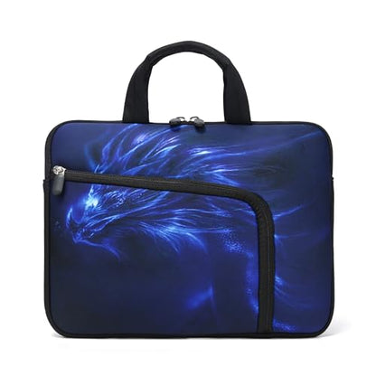 15 15.4 15.6 inch Laptop Handle Bag Computer Protect Notebook Sleeve Neoprene Cover Soft Carrying Case with Extra Pockets - color: Blue Dragon