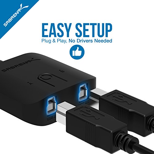 SABRENT USB 2.0 Sharing Switch for Multiple Computers and Peripherals LED Device Indicators (USB-SW20) Black - size: 2-Port Switch