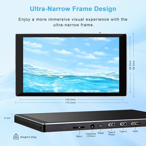 wisecoco 7 inch Portable Monitor 1080P FHD 60Hz Mini Pocket Touchscreen Display USB C HDMI Ultra Thin Lightweight IPS Second Screen Gaming for Raspberry Pi 5/4 PC/Laptop/PS5/XBOX/Switch