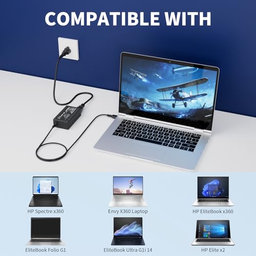 20V 3.25A 65W USB C Laptop Charger for HP, Compatible with HP Laptop Charger EliteBook 830 835 840 845 860 865 640 650, for Spectre x360, Pavilion, Envy, Chromebook Power Cord Adapter Supply