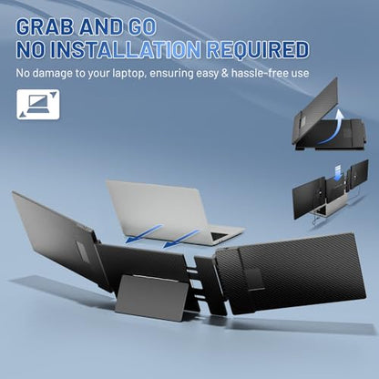 Teamgee 14.2" Laptop Screen Extender, FHD 1080P IPS Portable Monitor for Laptop, Triple Screen Monitor Extender Compatible with 13"-17" Laptops, HDMI/USB-A/C Plug-Play for Windows, Mac, Android - size: Screen 14.3