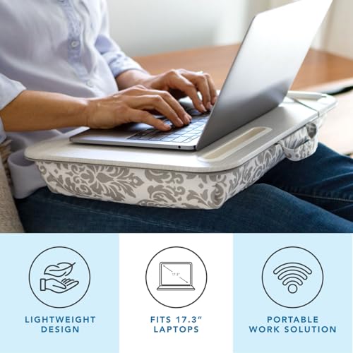 LAPGEAR XL Designer Lap Desk with Phone Holder and Device Ledge - Gray Damask - Fits up to 17.3 Inch Laptops - Style No. 45524 - color: Gray Damask
