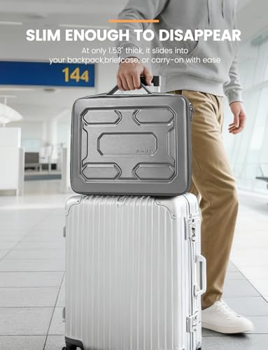 DOMISO 14 inch Laptop Sleeve with Handle Shockproof Computer Bag Waterproof EVA Protective Carrying Case for 14" ThinkPad E480/Yoga 920/13.5" Microsoft Surface Book/HP Pavilion 14 Stream 14, Silver - color: Silver, size: 14 inch