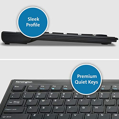 Kensington Slim Type Wireless Quiet Keyboard (K72344US), Black | Low-profile slim keys, quiet typing, reliable wireless connection