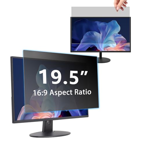 19.5" Privacy Screen Computer for 16:9 Aspect Ratio, 2-Sided Removable Anti-Peeping/Anti-Glare, Blue Light Block, UV Protect, Reduce Strain, Anti-Scratch, Fits 19.5-inch 16:9 Protector Film - size: 19.5inch 16:9