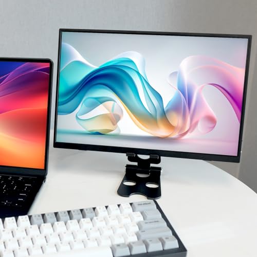 Kado Aluminum Alloy Tablet Stand for Portable Monitor, Foldable iPad Stand | Black Adjustable Holder Computer Office Desk Accessories for Kindle, Switch, iPad Pro/Air/Mini, iPhone Pro/Max/Plus