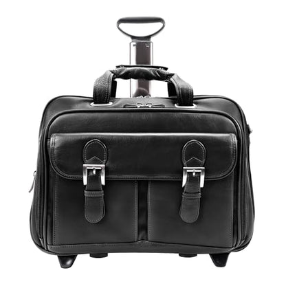 Siamod, VERNAZZA, CERESOLA, Napa Cashmere Leather, 15" Leather Checkpoint-Friendly Patented Detachable -Wheeled Laptop Briefcase, Black (46005)