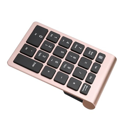 Keenso Number Pad, Wireless Numeric Keypad with Ergonomic Design, 22 Keys Portable Keyboard for Laptop Users, Compatible with and (Pink Gold) - color: Pink Gold