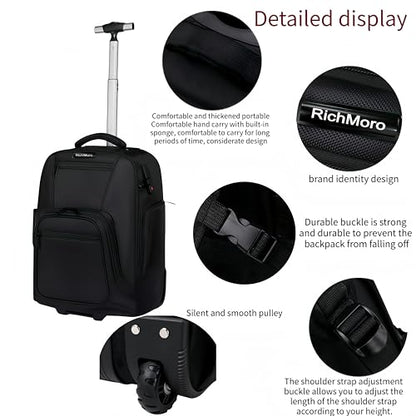 Rolling Backpack with Wheels - Water-Resistant, that fits a 17-inch laptop，Anti-theft, ideal for travel and business use—a Rolling Backpack with Wheels