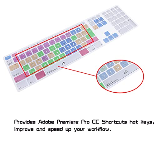 HRH for iMac G6 MB110LL/B MB110LL/A A1243 Keyboard with Numeric Keypad NumberPad Print: Pro CC Functional Shortcuts Hot Keys Design Silicone Keyboard Skin Cover [US/EU Layout] - color: Z-Pro CC