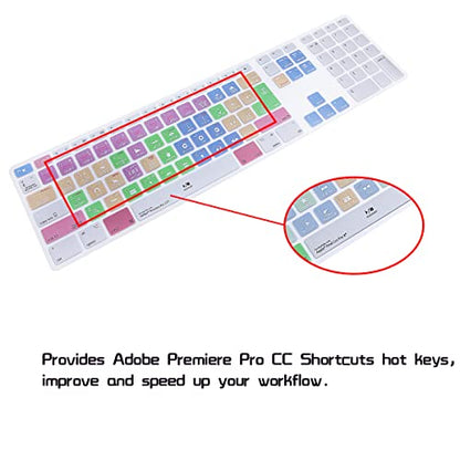 HRH for iMac G6 MB110LL/B MB110LL/A A1243 Keyboard with Numeric Keypad NumberPad Print: Pro CC Functional Shortcuts Hot Keys Design Silicone Keyboard Skin Cover [US/EU Layout] - color: Z-Pro CC