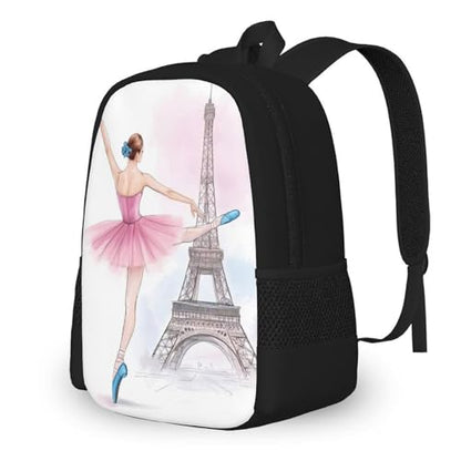 Waterproof College Gym Backpack Lightweight Travel Day Pack Carry On Backpack For Women Men Ballet Dancer Ballerina Eiffel Tower - color: Color563