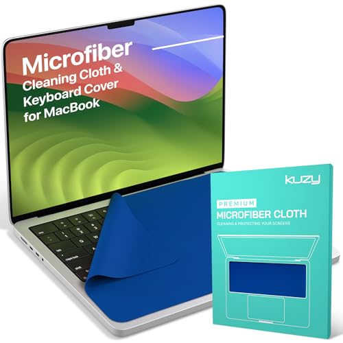 Premium Microfiber MacBook Screen Cleaner and Keyboard Protector - Anti-Imprint Laptop Cleaning Cloth for MacBook Pro 16" and MacBook Air 15", Scratch-Free, 13 x 8.5 inches, 1 Pack - Navy Blue - color: Navy Blue, size: 15"/16" MacBooks - 1 Pack