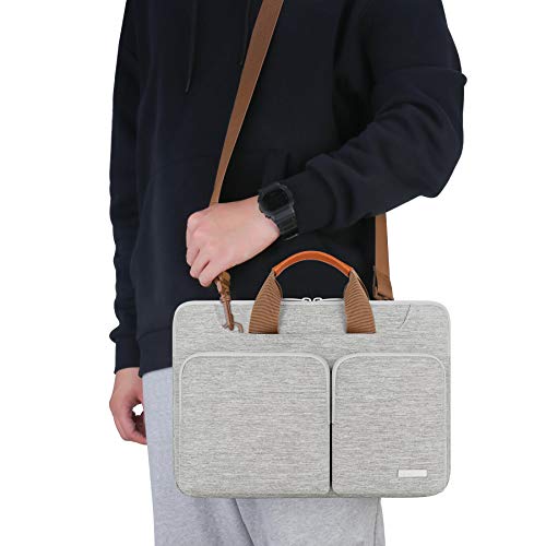 Lacdo 360° Protective Laptop Shoulder Bag for 15 inch MacBook Air M5/A3448 (2026), M4 A3241 2025, M3 A3114, M2 A2941 2024-2023, 15 inch MacBook Pro A1990 A1707, Dell XPS 15 Computer Case Bag, Gray - color: Gray, size: 15 Inch New MacBook Air