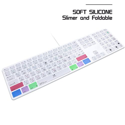 HRH for iMac G6 MB110LL/B MB110LL/A A1243 Keyboard with Numeric Keypad NumberPad Print:Logic Pro X Functional Shortcuts Hot Keys Design Silicone Keyboard Skin Cover [US/EU Layout] - color: Z-Logic Pro X