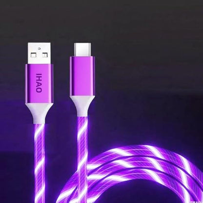 IHAO USB A to C Charger Cable PD Fast Charge and High Speed Sync Visible LED Current Flowing Compatible with All USBC Device-39Inches Purple - color: USB A TO C Purple