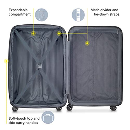 DELSEY PARIS Helium Aero Hardside Expandable Luggage with Spinner Wheels, Titanium, 2-Piece Set (21/28) - color: Titanium, size: 2-Piece Set (21/28)