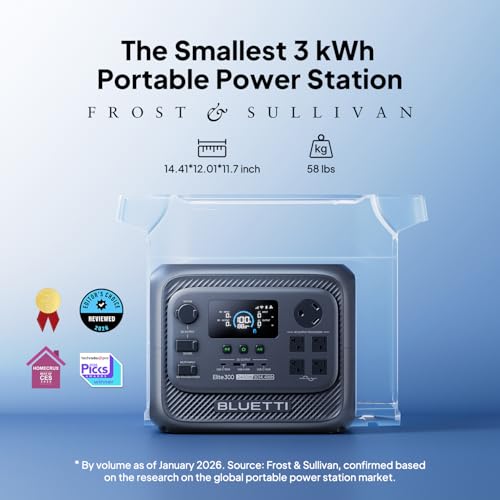 BLUETTI Elite 300 Portable Power Station with AC Cable 3014.4Wh 2400W LFP | 2400W (4800W Surge) , Smallest 3kWh Solar Generator for RV, Home Backup, Emergency, RV Power with TT-30 RV Port & 12V/30A DC - style: BLUETTI Elite 300+AC Cable