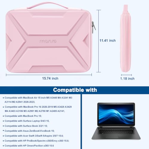 MOSISO Laptop Case 15.6 inch, 15-16 inch Laptop Sleeve, Pink | Compatible with MacBook Pro 16 / Air 15,HP Acer Dell Lenovo ASUS,Artistic Geometric EVA Carrying Case Hard Shell with Handle - color: Pink, size: 15.6 inch