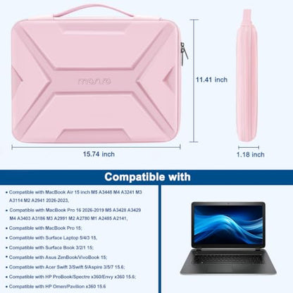 MOSISO Laptop Case 15.6 inch, 15-16 inch Laptop Sleeve, Pink | Compatible with MacBook Pro 16 / Air 15,HP Acer Dell Lenovo ASUS,Artistic Geometric EVA Carrying Case Hard Shell with Handle - color: Pink, size: 15.6 inch
