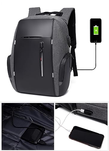 Men's Business Laptop Bag Multifunctional Rechargeable USB Backpack - color: Grey