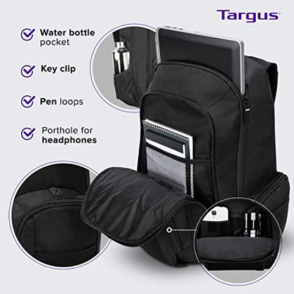 Targus 16 Inch Groove Laptop Backpack, Black - Fits Most Laptops up to 16", Water Resistant Travel Backpack for Business Commuters and Travel (CVR600) - size: 16 Inch, style: Groove