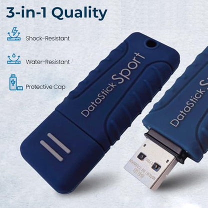 Centon Electronics MP Essential USB 3.2 Gen1 DataStick Sport Flash Drive, 8 GB, 10 USB Flash Drives, 10 Bulk Pack, Navy Blue - size: 8 GB, style: Pack of 10