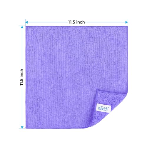 HOMEXCEL Purple Microfiber Cleaning Cloth, 12 Pack Premium Microfiber Towels for Cars, Lint Free, Scratch-Free, Highly Absorbent, Reusable Cleaning Rags for Car, Household, Kitchen, Window,11.5"X11.5" - color: Purple