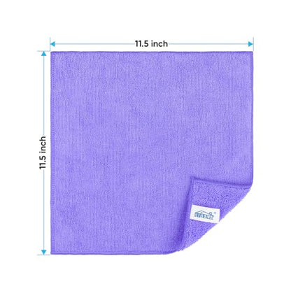 HOMEXCEL Purple Microfiber Cleaning Cloth, 12 Pack Premium Microfiber Towels for Cars, Lint Free, Scratch-Free, Highly Absorbent, Reusable Cleaning Rags for Car, Household, Kitchen, Window,11.5"X11.5" - color: Purple