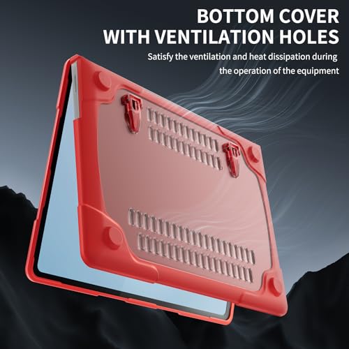 Batianda Durable Stand Case for Microsoft Surface Laptop 13.8 Inch, Red | Ergonomic Foldable Stand, Heavy Duty Matte Hard Shell, Fits 2024-2026 Surface Laptop 7/8th Edition for Business 13.8 Inch - color: Red