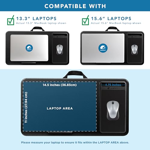 LAPGEAR Home Office Lap Desk – Black Carbon, Fits 15.6” Laptops - color: Black Carbon, size: Home Office W/Device Ledge