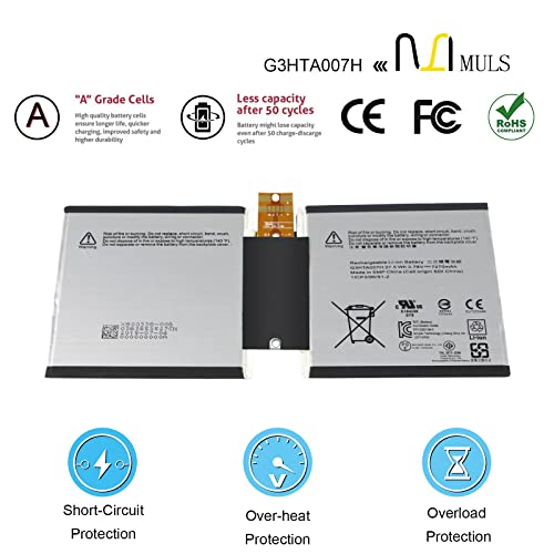 MULS G3HTA003H Batteryfor Microsoft MSK-1645 Surface 3 10.8" Surface 3 1645 | Tablet G3HTA004H G3HTA007H Installation Tools 3.78V 7270mAh 27.5Wh with Tools, Perfect Compatibility, Extended runtime
