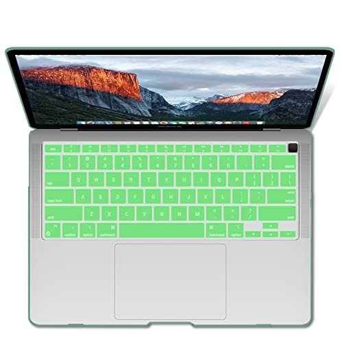 IBENZER Compatible with New MacBook Air 13 inch Case 2022 2021 2020 M1 A2337 A2179 A1932, Plastic Hard Shell Case with Keyboard Cover for Mac Retina Display with Touch ID, Green, MMA-T13GN+1A - color: Green