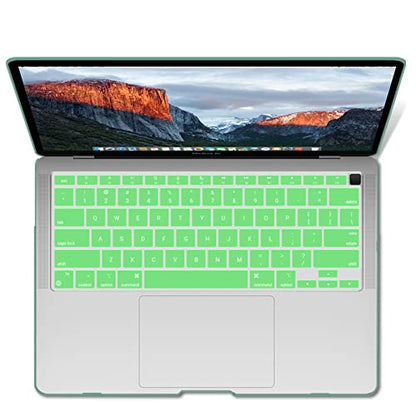 IBENZER Compatible with New MacBook Air 13 inch Case 2022 2021 2020 M1 A2337 A2179 A1932, Plastic Hard Shell Case with Keyboard Cover for Mac Retina Display with Touch ID, Green, MMA-T13GN+1A - color: Green