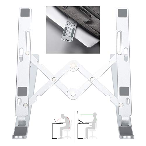 Laptop Stand Foldable Aluminum Alloy Lightweight Portable Adjustable Height Angle for 15.6 Inch Laptop Notebook Computer Stand with Anti Skid Silicone Pads
