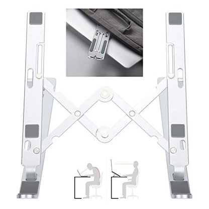 Laptop Stand Foldable Aluminum Alloy Lightweight Portable Adjustable Height Angle for 15.6 Inch Laptop Notebook Computer Stand with Anti Skid Silicone Pads