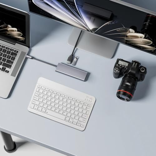 Slim Portable Keyboard Ergonomic Compact Wireless Lightweight | Ultra Slim Compact Keyboard for Smartphones Tablet Laptop PC - color: White
