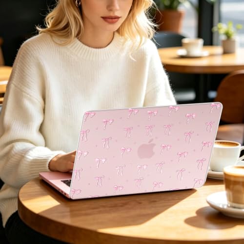 Feams for MacBook Neo 13 Inch Case 2026 A3404, Stylish Protective Clear Case Hard Shell Transparent Cover for MacBook Neo 13 Inch 2026 (A18 Pro Chip) with Keyboard Cover, Pink Bow - color: Pink Bow