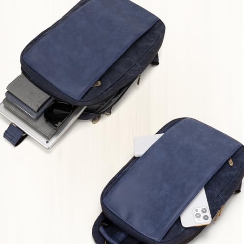 Canvas Messenger Bag Sling Bag Crossbody Shoulder Bag for Men Women Travel Work Satchel Bags - color: Blue-b