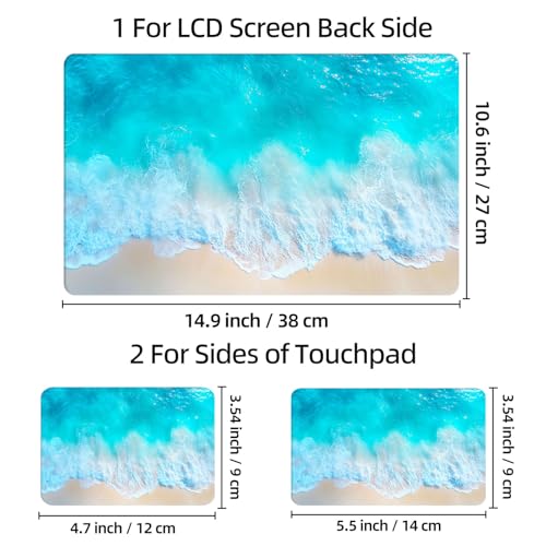 Universal Laptop Skin Sticker Decal, 12"-15.6" Aesthetic Vinyl Wrap, Aerial Beach Waves Waterproof Notebook Cover Art Protector for MacBook HP Dell Lenovo, Fits 13" 14" 15" 15.6" - color: Aerial Beach Waves