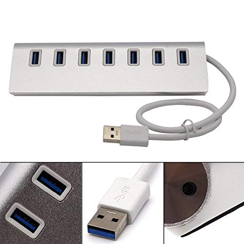 USB Hub,Aluminum 7-Port Compact Portable Super Speed USB 3.0 Data Hub for iMac MacBook PC Laptop