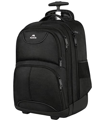 MATEIN Wheeled Backpack, 18 inch Laptop Backpack with Wheels for College, Rolling Travel Daypack, Carryon Trolley Luggage Suitcase Compact Business Computer Bag for Men Women, Black - color: Black, size: 18-inch