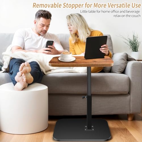 Small End Table Adjustable Height, 90° Flip-Over Panel Side Table for Small Spaces 360° Swivel TV Tray Couch Tables that Slide Under, Food Snack Trays for Sofa Bed Living Room - size: 11.8 inch X 15.7 inch