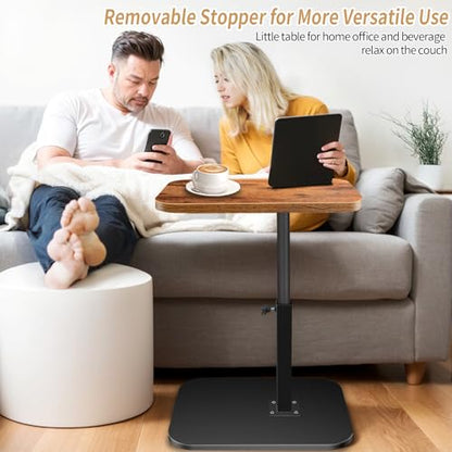 Small End Table Adjustable Height, 90° Flip-Over Panel Side Table for Small Spaces 360° Swivel TV Tray Couch Tables that Slide Under, Food Snack Trays for Sofa Bed Living Room - size: 11.8 inch X 15.7 inch