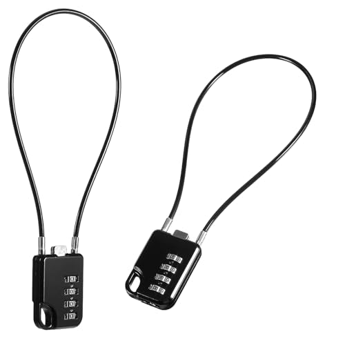 2 PCS Compact Design Resettable 4-Digit Combination Padlock with 12 Inches Long Cable, Small Cable Locks with Combination Durable Stainless Steel Cables Combo Lock Multipurpose Lock for Suitcase, Gym