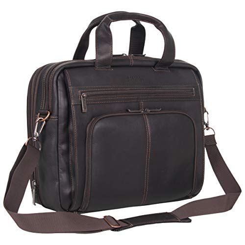 Kenneth Cole REACTION ‘Out of the Bag' Manhattan Colombian Leather 15.6" Laptop Briefcase Travel Business Case Bag - color: Brown
