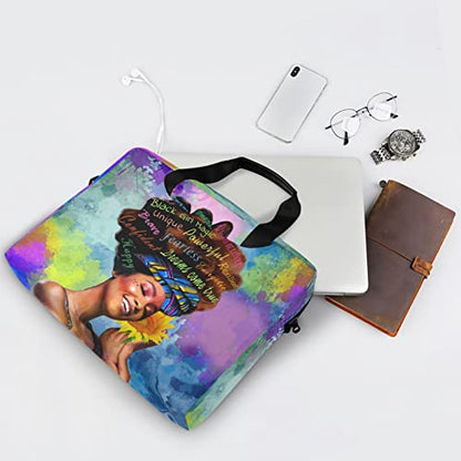 Laptop Bag 15.6 inch, Waterproof Laptop Case with Strap, Protective Laptop Carrying Case for Women&Men, Afro African American Woman - color: Afro African American Woman